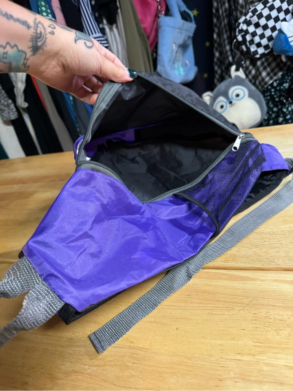 Purple and Black Sling Backpack for Men